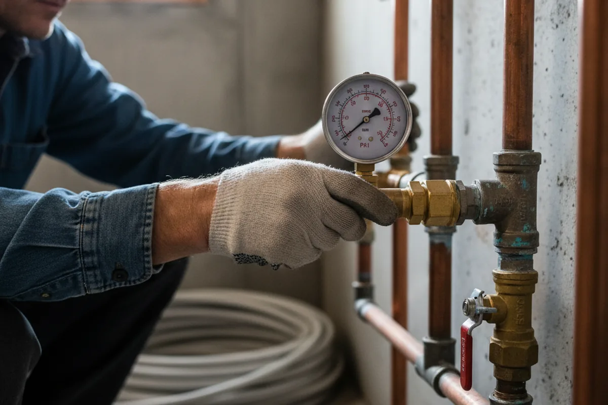 Pressure testing a repaired line during Water Line Repair in Malakoff